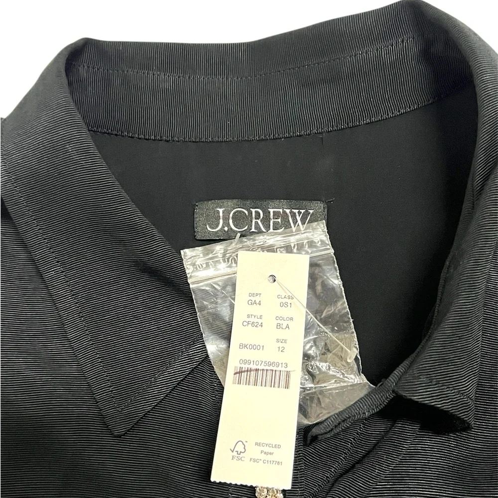 J.Crew Collection shirtdress with jewel buttons black size 12 NWT